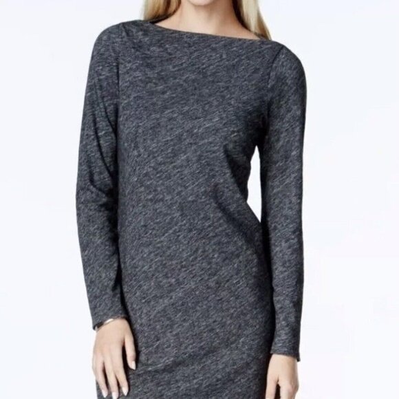 ✅ Eileen Fisher Wool Blend Boat Neck Shift Dress in Gray Melange SIZE LARGE - Picture 1 of 6